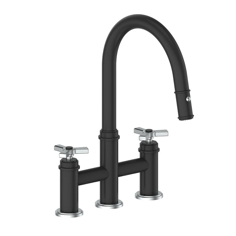 Vogt Zehn Pull-Down Bridge Kitchen Faucet – Matte Black / Stainless Steel – KF.17ZN.1312.SB