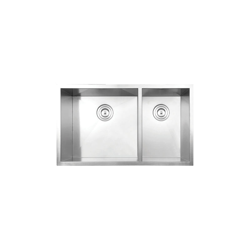 Vogt Villach 16Z 32" Offset Double-Bowl 16-Gauge Stainless Steel Undermount Kitchen Sink with Bottom Grids – KS.3218.V16Z-64