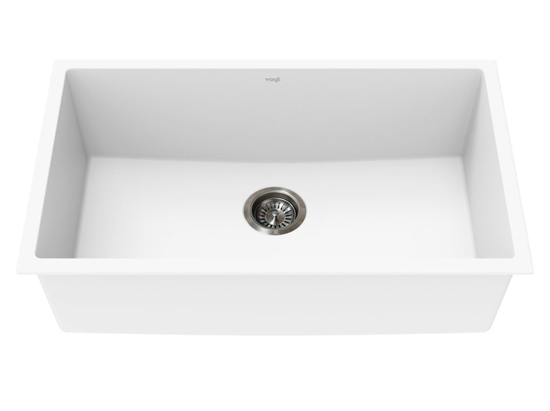 Vogt Graz GS 30" Single-Bowl Vogranite Kitchen Sink – Frost White – KS.3018.G04G-61