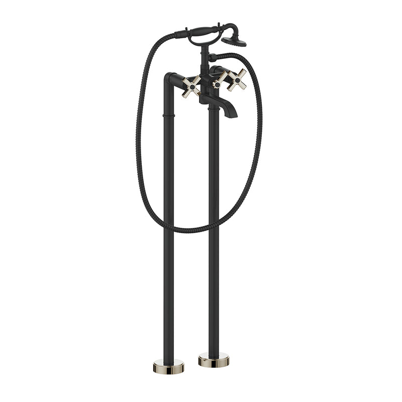 Vogt Zehn Freestanding Tub Filler – Matte Black / Polished Nickel – BF.Z4.2100.PB