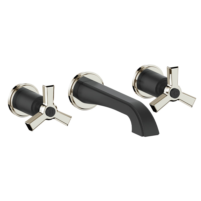 Vogt Zehn Wall-Mount Bathroom Sink Faucet – Matte Black / Polished Nickel – BF.Z3.1500.PB