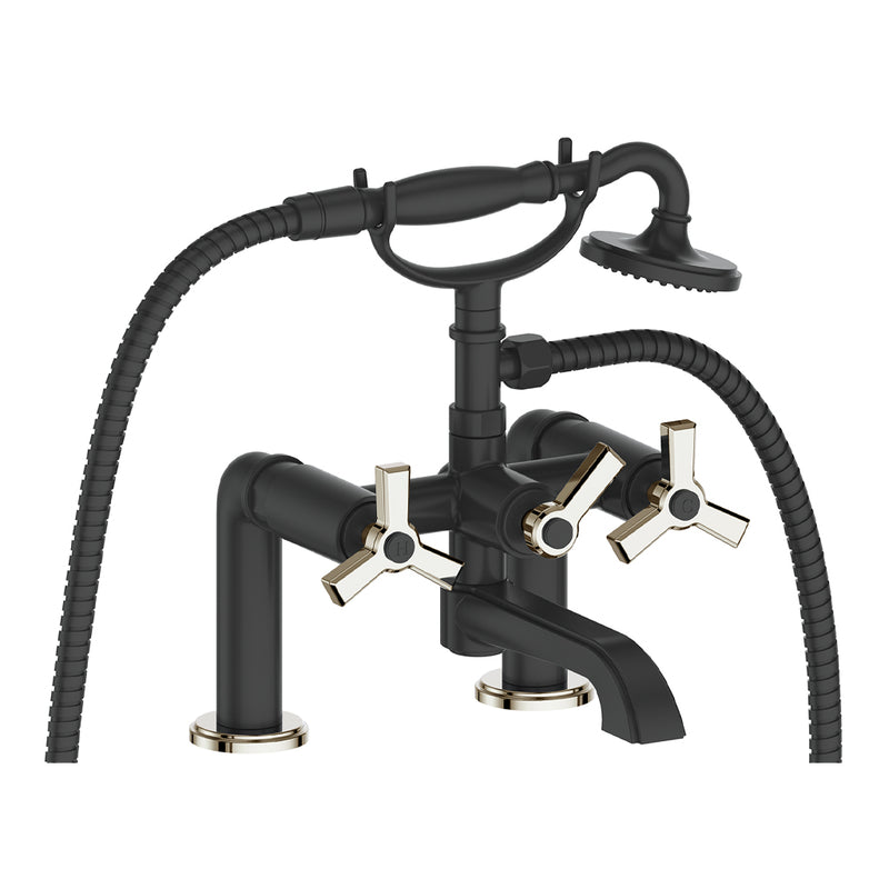 Vogt Zehn 2-Hole Deck-Mount Tub Filler – Matte Black / Polished Nickel – BF.Z3.2000.PB