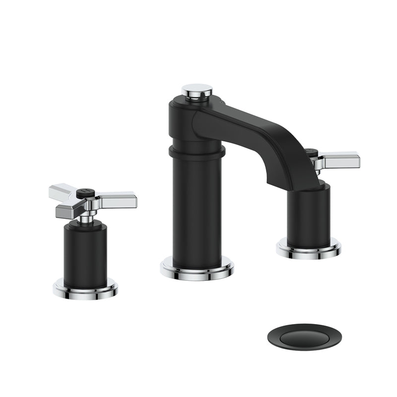 Vogt Zehn 8" Widespread Bathroom Sink Faucet with Pop-Up Drain – Matte Black / Chrome – BF.Z3.1301.CB