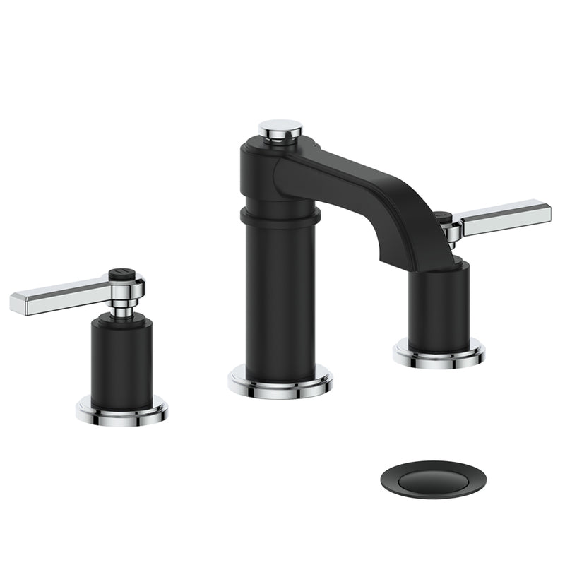 Vogt Zehn 8" Widespread Bathroom Sink Faucet with Pop-Up Drain – Matte Black / Chrome – BF.Z1.1301.CB