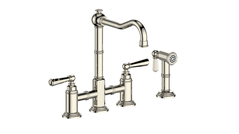 Vogt Carinthia Bridge Kitchen Faucet with Side Spray – Polished Nickel – KF.11CA.2201.PN