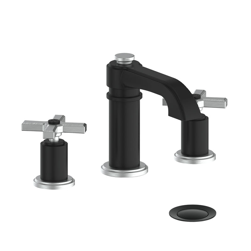 Vogt Zehn 8" Widespread Bathroom Sink Faucet with Pop-Up Drain – Matte Black / Stainless Steel – BF.Z4.1301.SB