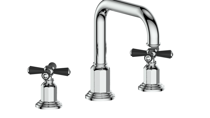 Vogt Carinthia 8" Widespread Bathroom Sink Faucet with Pop-Up Drain – Chrome / Matte Black – BF.C3.1331.CB