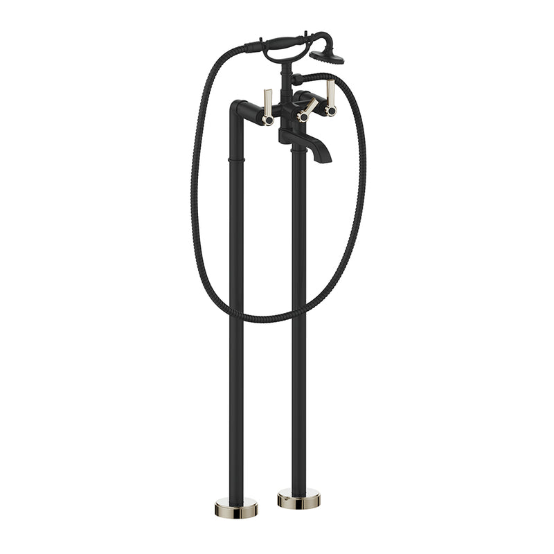 Vogt Zehn Freestanding Tub Filler – Matte Black / Polished Nickel – BF.Z1.2100.PB