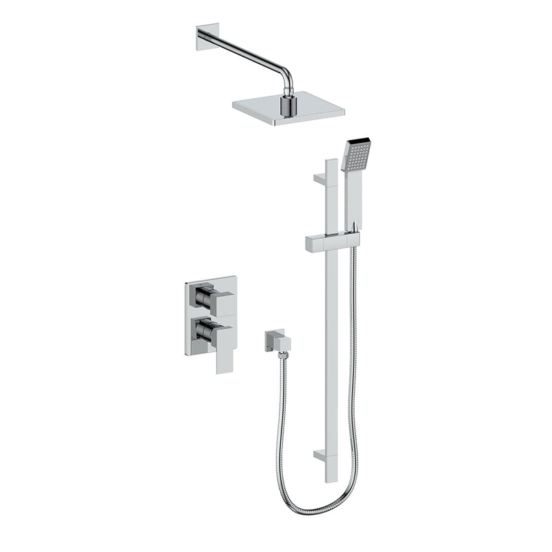 Vogt Kapfenberg 2-Function Pressure-Balanced Shower System with 8" Rain Head & Hand Shower – Wall-Mount – Chrome – SET.AP.210.210.CC