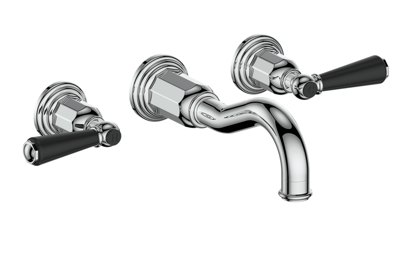 Vogt Carinthia 8" Widespread Wall-Mount Bathroom Sink Faucet – Chrome / Matte Black – BF.C1.1520.CB