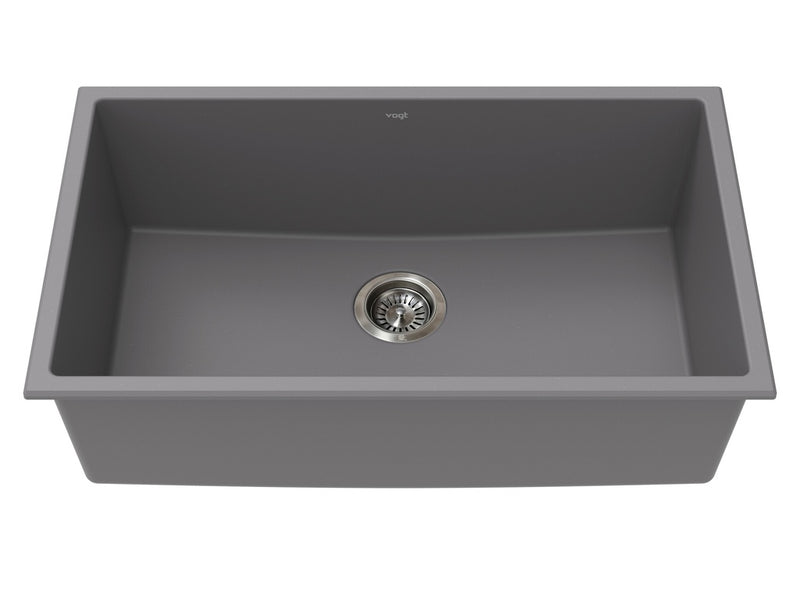 Vogt Graz GS 30" Single-Bowl Vogranite Kitchen Sink – Metropolitan Grey – KS.3018.G02G-61
