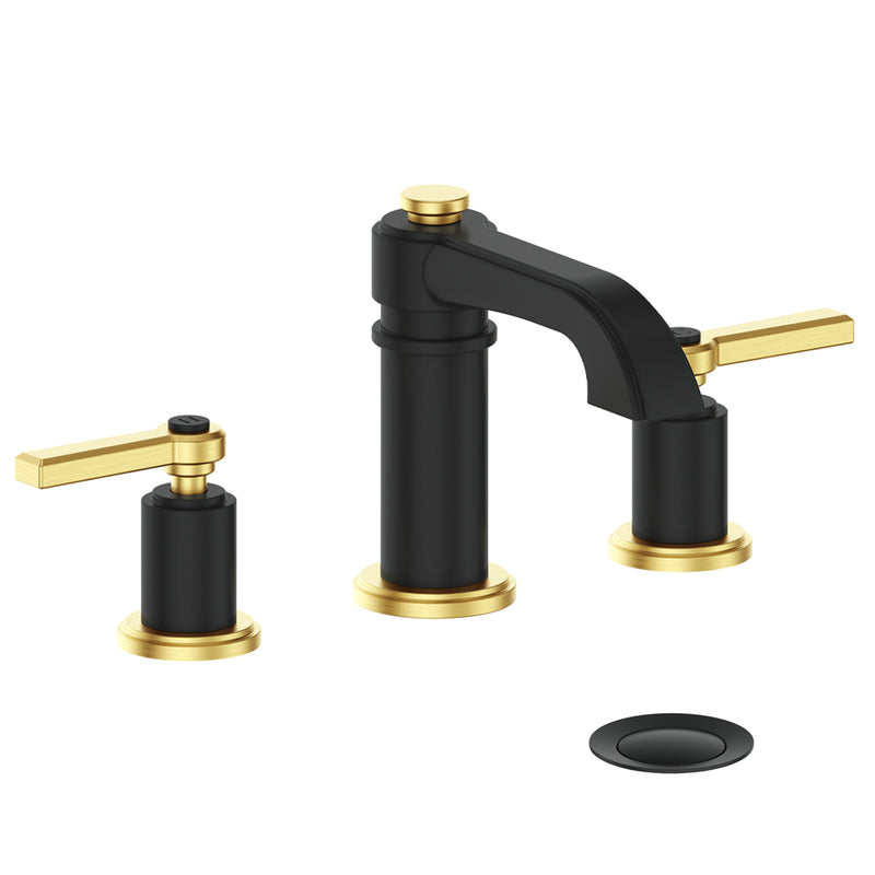 Vogt Zehn 8" Widespread Bathroom Sink Faucet with Pop-Up Drain – Matte Black / Brushed Gold – BF.Z1.1301.BGB