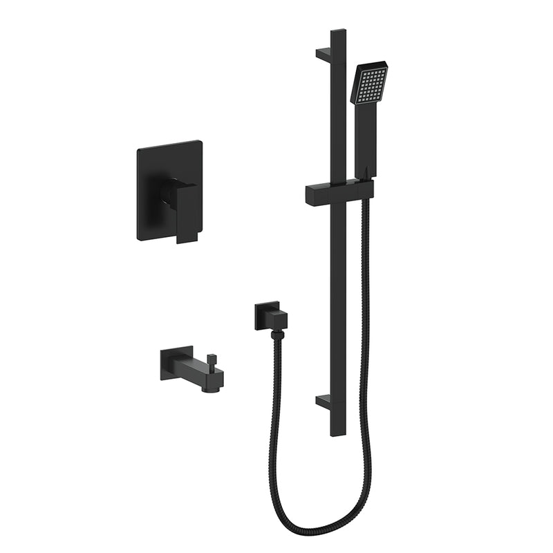 Vogt Kapfenberg 1-Function Pressure-Balanced Tub & Shower System with Hand Shower & Tub Spout – Matte Black – SET.AP.110.500.MB