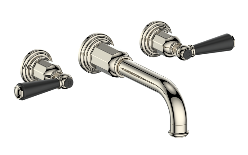 Vogt Carinthia 8" Widespread Wall-Mount Bathroom Sink Faucet – Polished Nickel / Matte Black – BF.C1.1510.PB