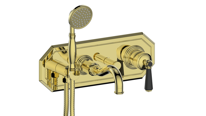 Vogt Carinthia Wall-Mount Tub Filler – Brushed Gold / Matte Black – BF.C1.2220.BGB