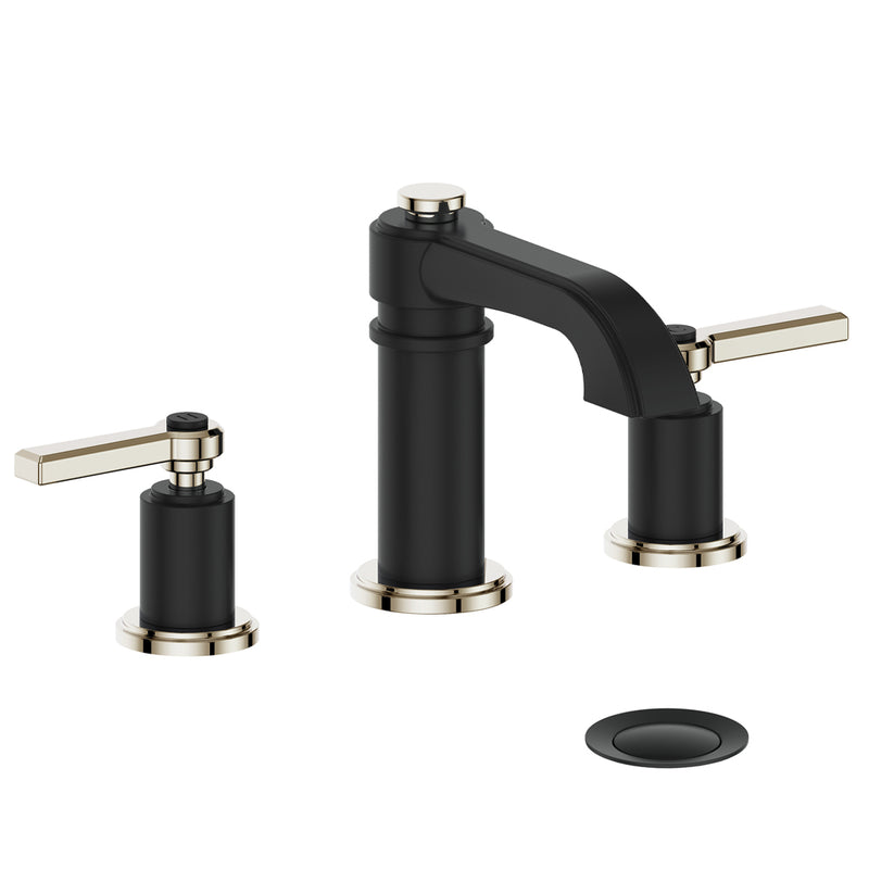 Vogt Zehn 8" Widespread Bathroom Sink Faucet with Pop-Up Drain – Matte Black / Polished Nickel – BF.Z1.1301.PB
