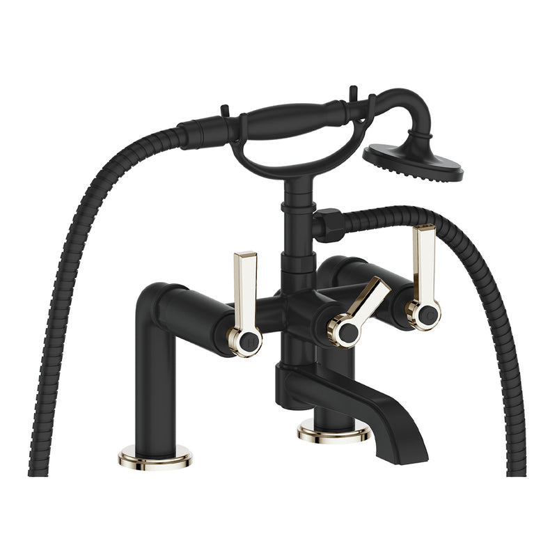 Vogt Zehn 2-Hole Deck-Mount Tub Filler – Matte Black / Polished Nickel – BF.Z1.2000.PB
