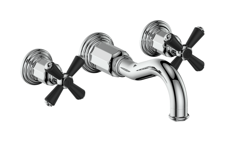 Vogt Carinthia 8" Widespread Wall-Mount Bathroom Sink Faucet – Chrome / Matte Black – BF.C3.1520.CB
