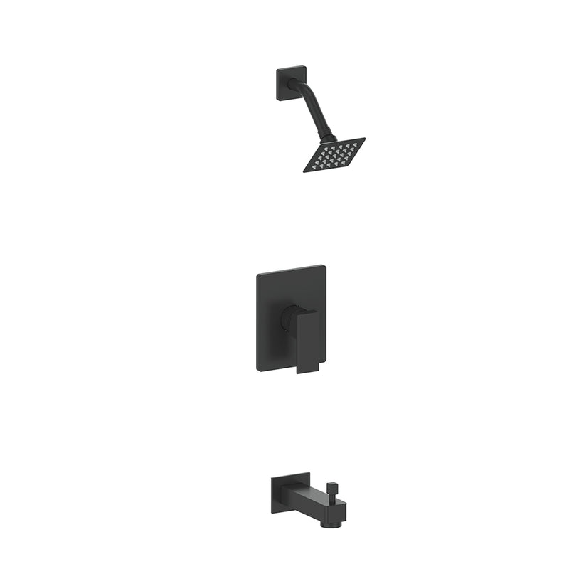 Vogt Kapfenberg 1-Function Pressure-Balanced Tub & Shower System with Shower Head & Tub Spout – Matte Black – SET.AP.110.400.MB