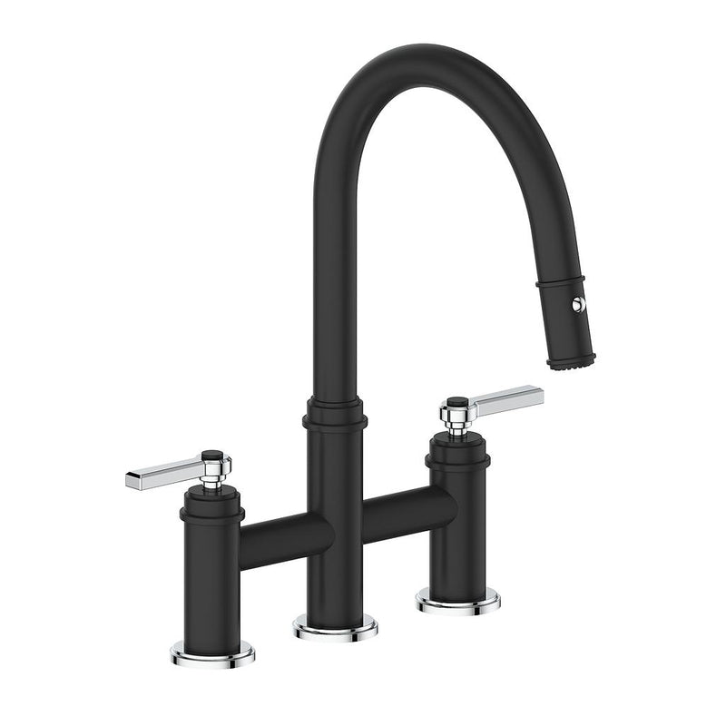 Vogt Zehn Pull-Down Bridge Kitchen Faucet – Matte Black / Chrome – KF.17ZN.1112.CB