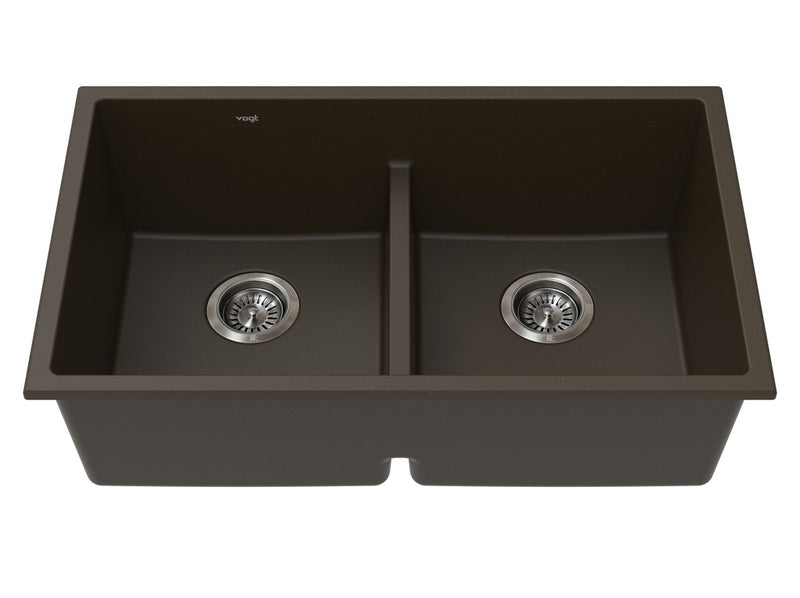 Vogt Modling GS Low Divide 30" Low-Divide Double-Bowl Vogranite Kitchen Sink – Java Brown – KS.3018.ML03G-61