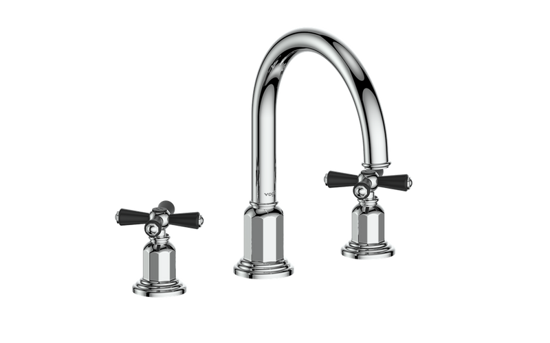 Vogt Carinthia 8" Widespread Bathroom Sink Faucet with Pop-Up Drain – Chrome / Matte Black – BF.C3.1311.CB