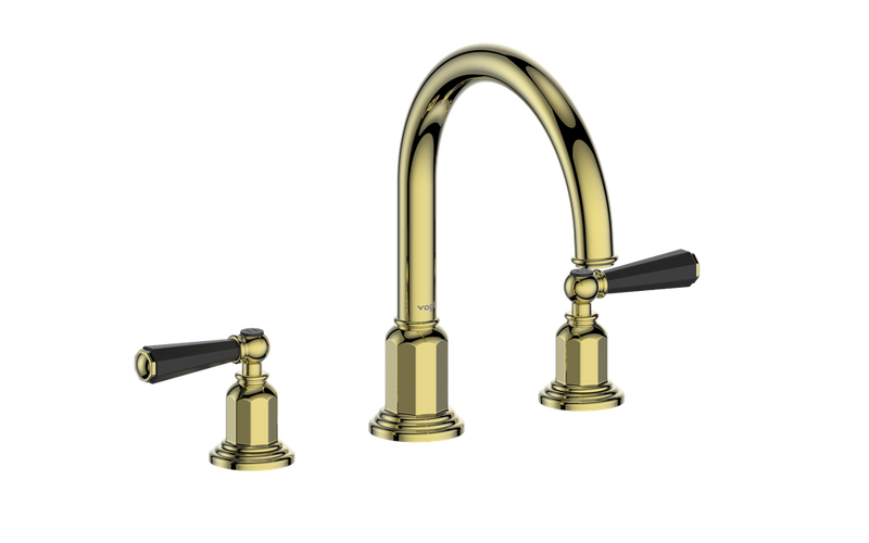 Vogt Carinthia 8" Widespread Bathroom Sink Faucet with Pop-Up Drain – Brushed Gold / Matte Black – BF.C2.1311.BGB