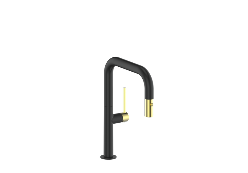 Vogt Dornbirn 13" Bar & Prep Faucet – Matte Black / Brushed Gold – KF.13D3.0204.BGB
