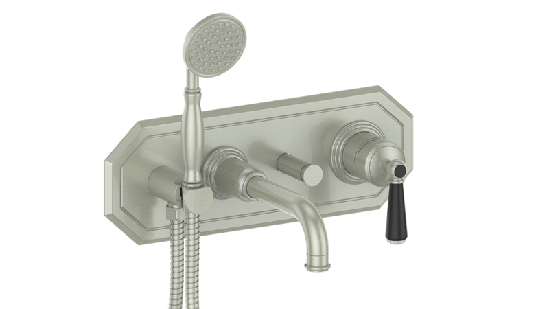 Vogt Carinthia Wall-Mount Tub Filler – Brushed Nickel / Matte Black – BF.C1.2210.BB