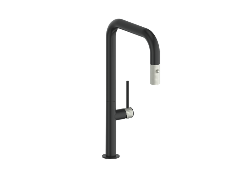Vogt Drava 16" Pull-Down Kitchen Faucet – Matte Black / Stainless Steel – KF.16D3.1214.SB
