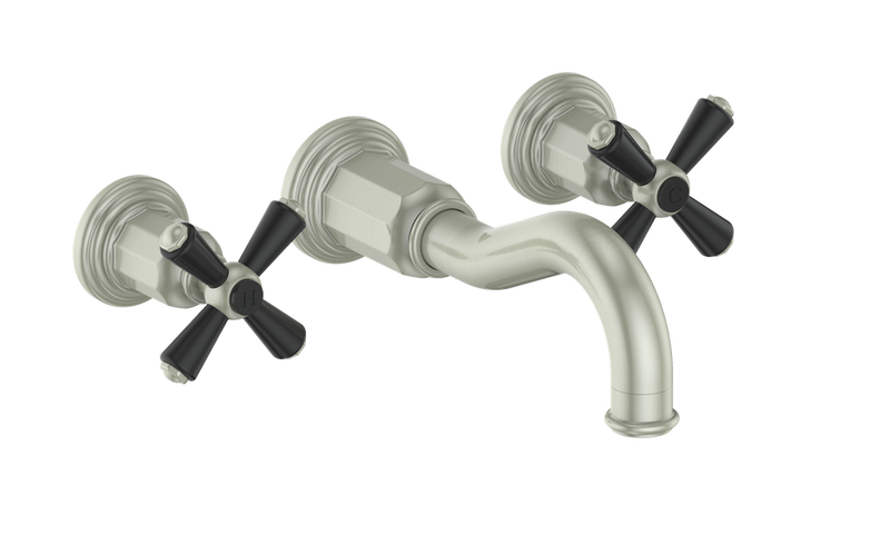 Vogt Carinthia 8" Widespread Wall-Mount Bathroom Sink Faucet – Brushed Nickel / Matte Black – BF.C3.1520.BB