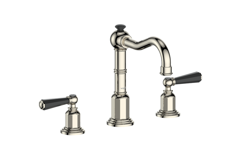 Vogt Carinthia 8" Widespread Bathroom Sink Faucet with Pop-Up Drain – Polished Nickel / Matte Black – BF.C2.1321.PB