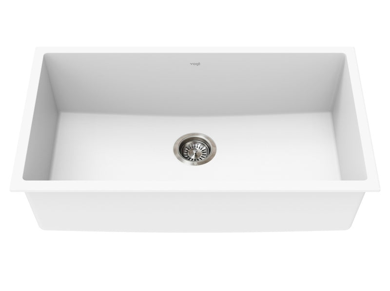 Vogt Wolfsberg GS 32" Single-Bowl Vogranite Kitchen Sink – Frost White – KS.3218.W04G-61