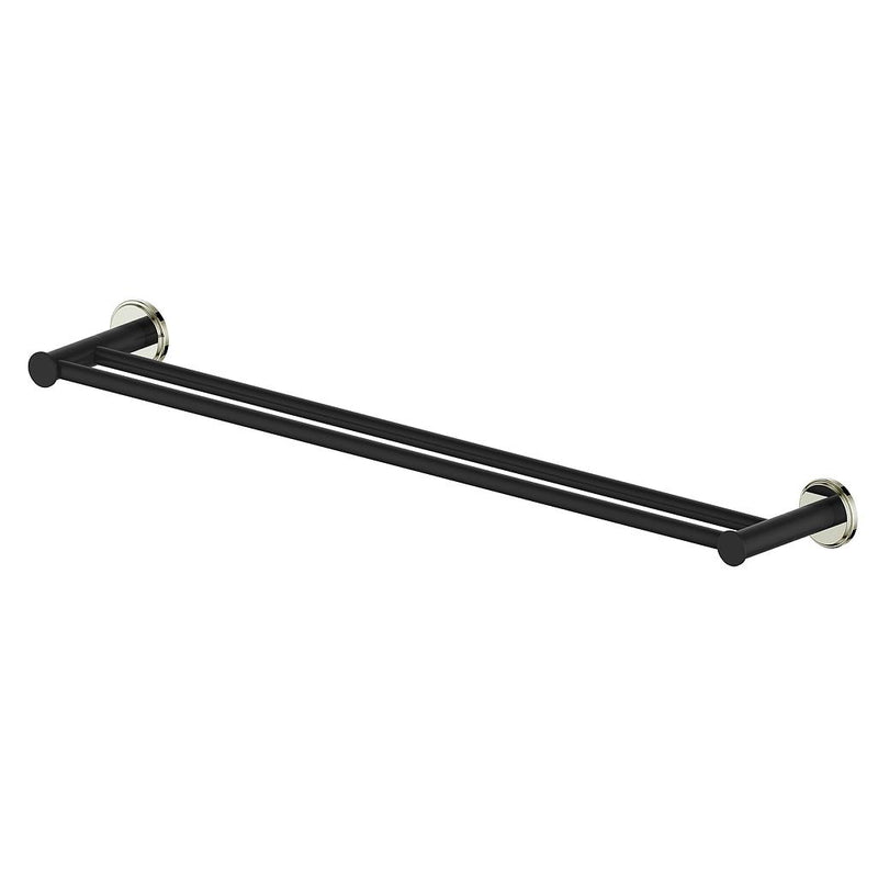 Vogt Zehn 24" Double Towel Bar – Matte Black / Polished Nickel – BA.0509.PB