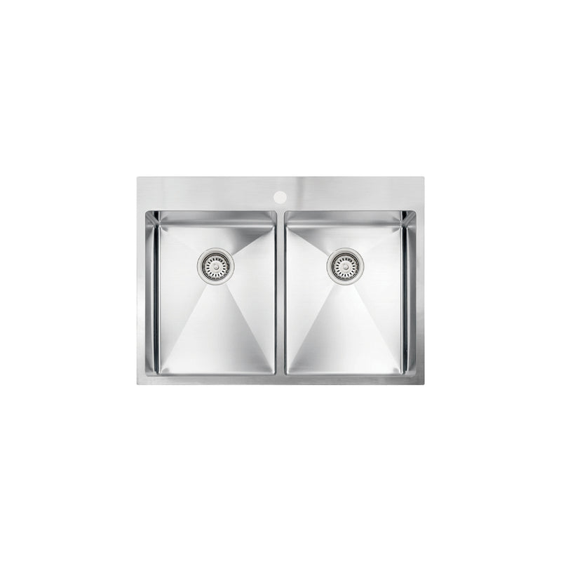 Vogt Rankweil 18R 30" Double-Bowl 18-Gauge Stainless Steel Top-Mount Kitchen Sink with Bottom Grids – KS.3020.R18R-63