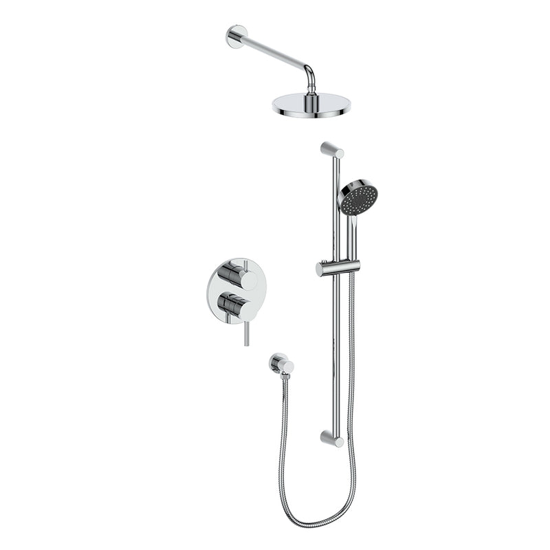 Vogt Worgl 2-Function Pressure-Balanced Shower System with 8" Rain Head & Hand Shower – Wall-Mount – Chrome – SET.OR.210.210.CC