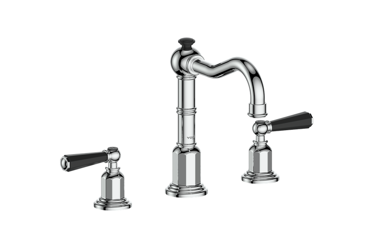 Vogt Carinthia 8" Widespread Bathroom Sink Faucet with Pop-Up Drain – Chrome / Matte Black – BF.C2.1321.CB
