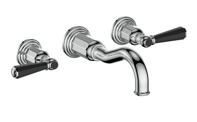 Vogt Carinthia 8" Widespread Wall-Mount Bathroom Sink Faucet – Chrome / Matte Black – BF.C2.1520.CB