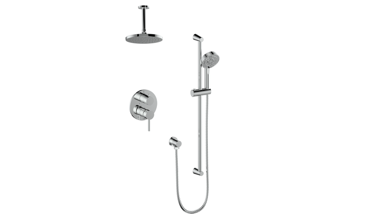 Vogt Worgl 2-Function Pressure-Balanced Shower System with 8" Rain Head & Hand Shower – Ceiling-Mount – Chrome – SET.OR.210.216.CC