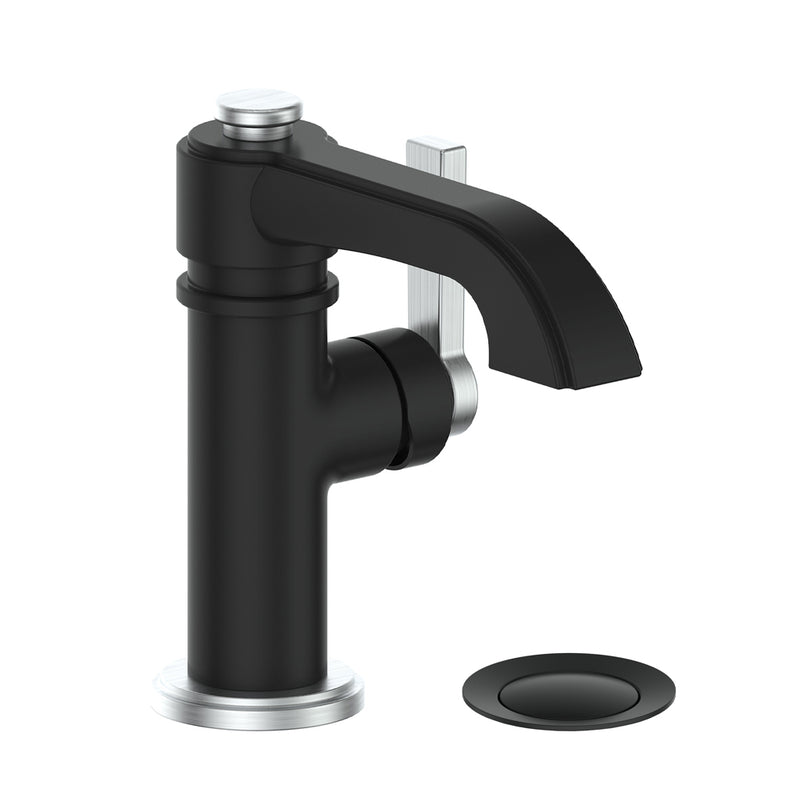 Vogt Zehn Single-Hole Bathroom Sink Faucet with Pop-Up Drain – Matte Black / Stainless Steel – BF.ZN.1001.SB