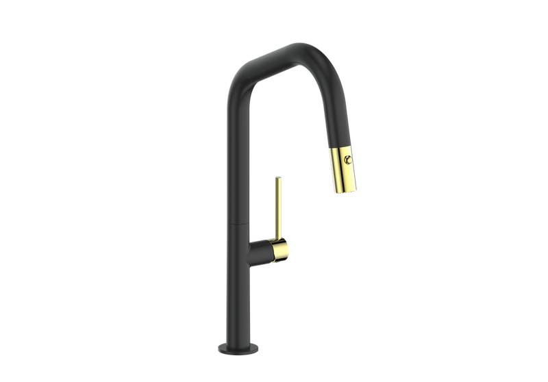 Vogt Dornbirn 16" Kitchen Faucet – Matte Black / Brushed Gold – KF.16D2.0204.BGB