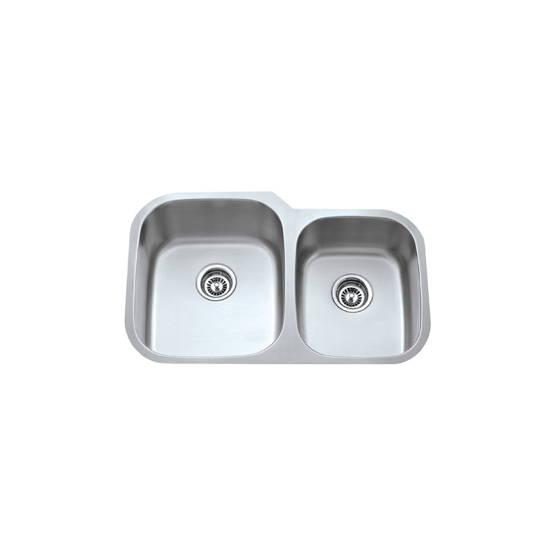 Vogt Siena 32" Offset Double-Bowl 18-Gauge Stainless Steel Undermount Kitchen Sink – KS.3220.S18P-61
