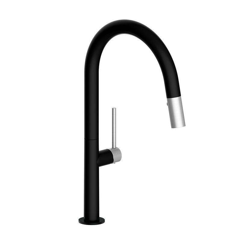 Vogt Dornbirn 16" Kitchen Faucet – Matte Black / Stainless Steel – KF.16D1.0204.SB