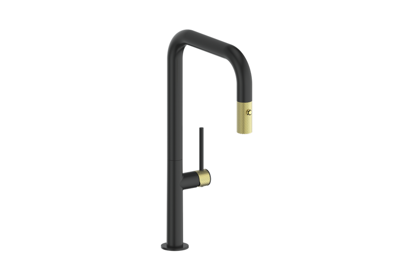 Vogt Drava 16" Pull-Down Kitchen Faucet – Matte Black / Brushed Gold – KF.16D3.1214.BGB