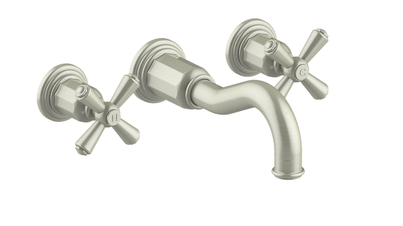 Vogt Carinthia 8" Widespread Wall-Mount Bathroom Sink Faucet – Brushed Nickel – BF.C3.1520.BN