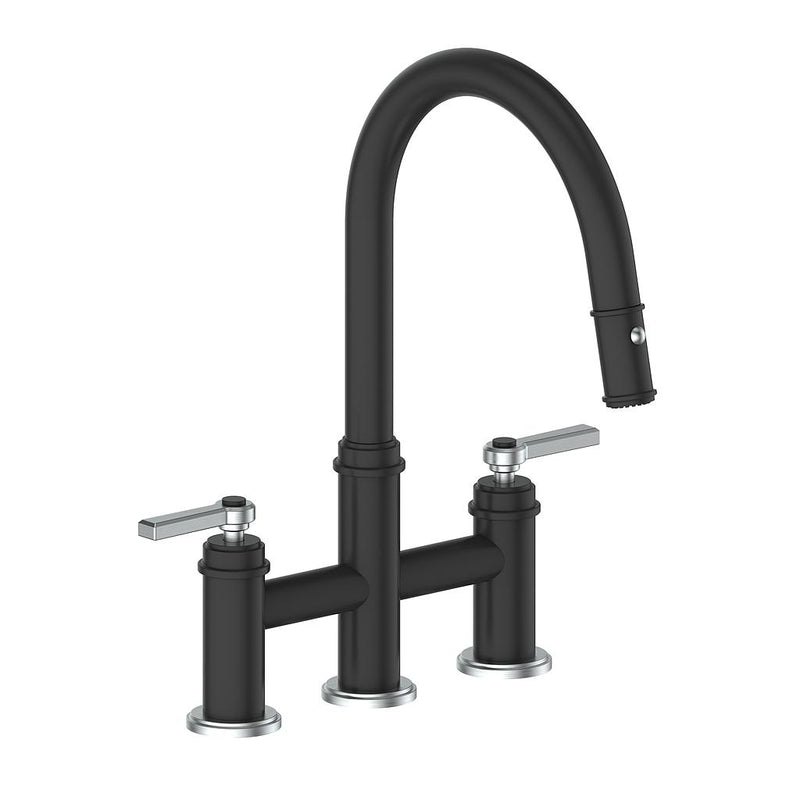 Vogt Zehn Pull-Down Bridge Kitchen Faucet – Matte Black / Stainless Steel – KF.17ZN.1112.SB