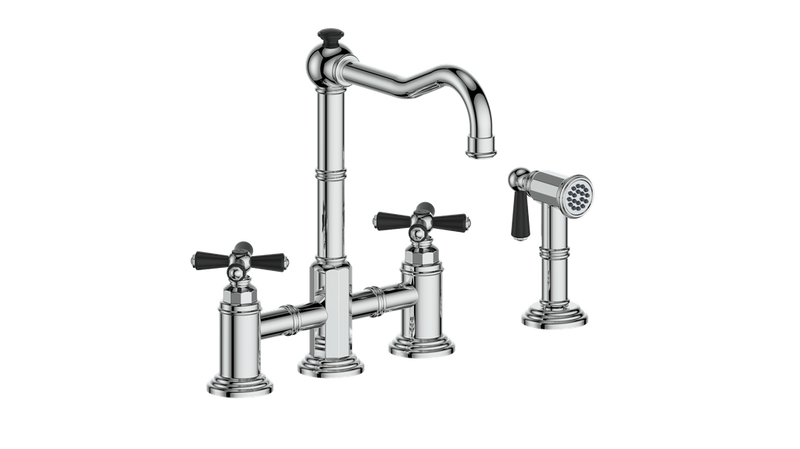 Vogt Carinthia Bridge Kitchen Faucet with Side Spray – Chrome / Matte Black – KF.11CA.2301.CB