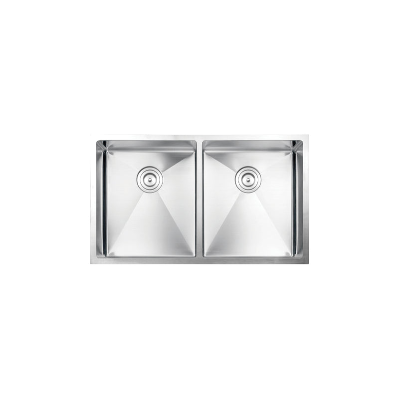 Vogt Bludenz 16R 32" Double-Bowl 16-Gauge Stainless Steel Undermount Kitchen Sink – KS.3218.B16R-62