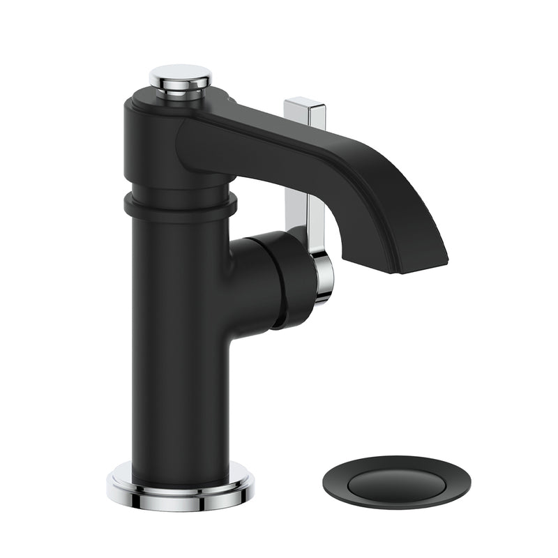 Vogt Zehn Single-Hole Bathroom Sink Faucet with Pop-Up Drain – Matte Black / Chrome – BF.ZN.1001.CB