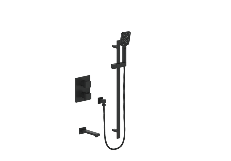 Vogt Kapfenberg 2-Function Thermostatic Tub & Shower System with Hand Shower & Tub Spout – Matte Black – SET.KG.220.500.MB
